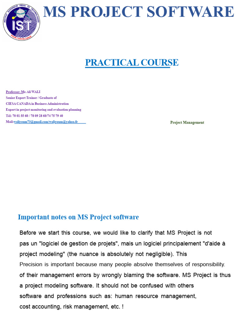 MS Project Software Practical Course | PDF | Project Management | Computing