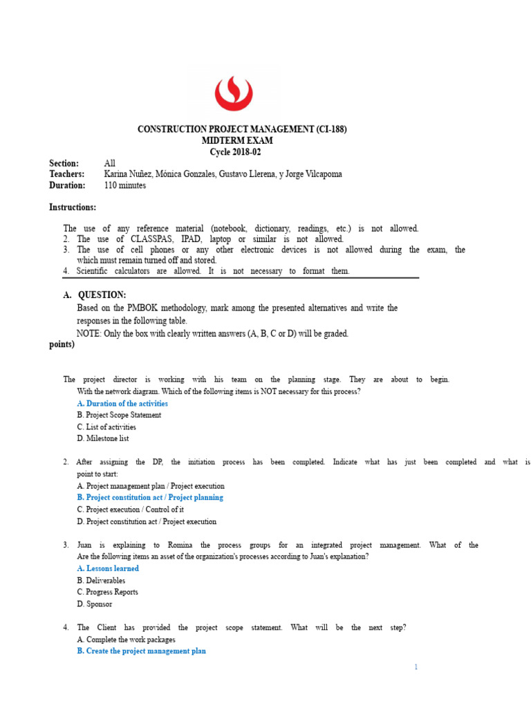 EA_ProjectManagement_Exam_2018-02 (solution) | PDF | Risk | Procurement