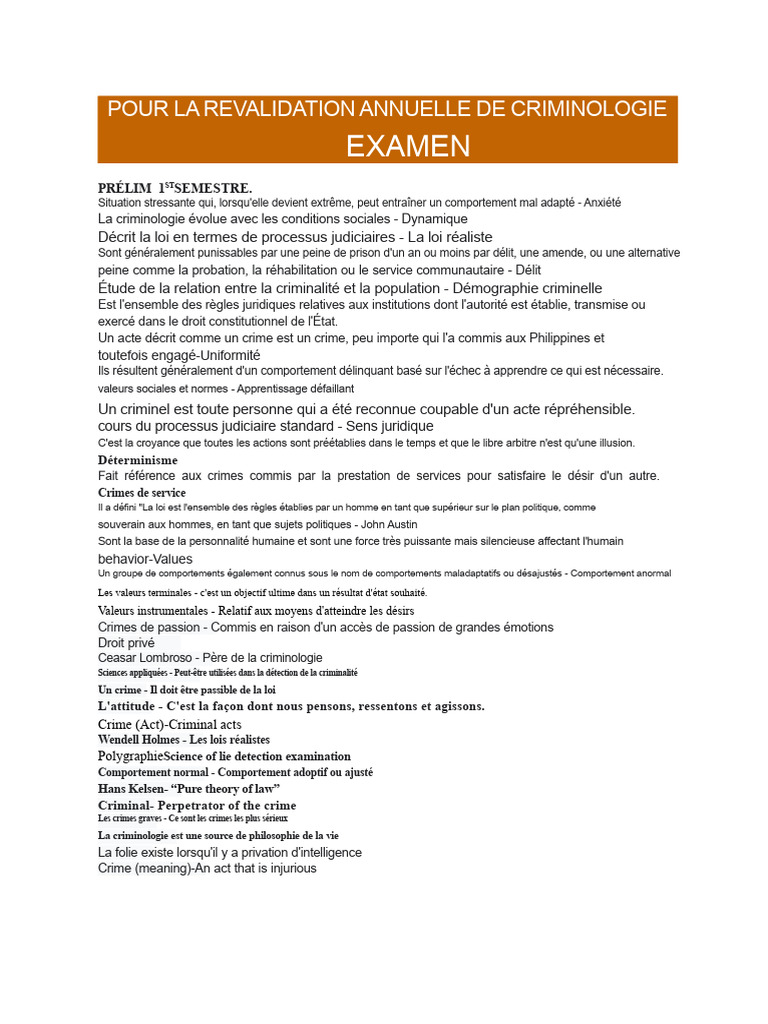 Revalidation annuelle en criminologie | PDF | Crimes | Crime et violence