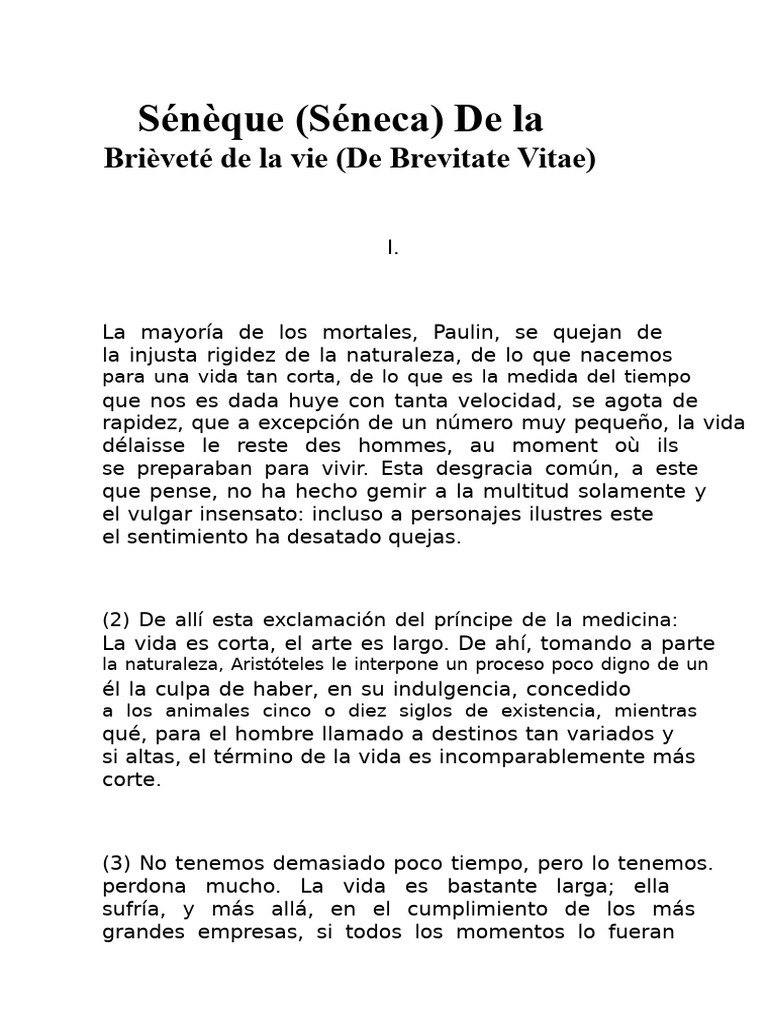 La Brevedad de la Vida según Séneca | PDF