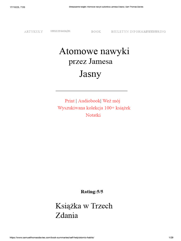 Atomowe Nawyki Jasny: Przez Jamesa | PDF