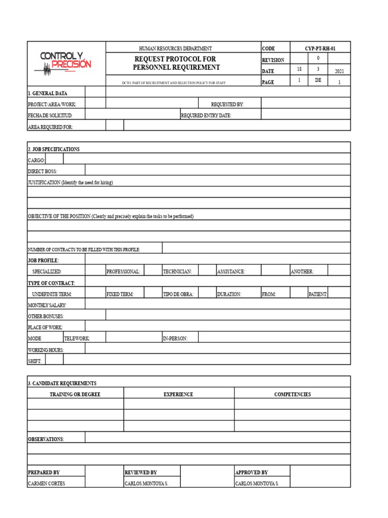 Personnel Requirement Request Protocol | PDF