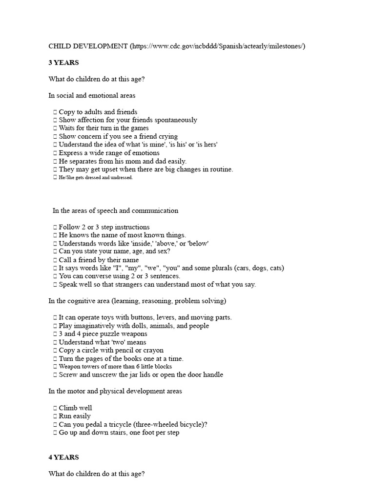 Child Development 3 To 5 Years | PDF | Child Development | Learning