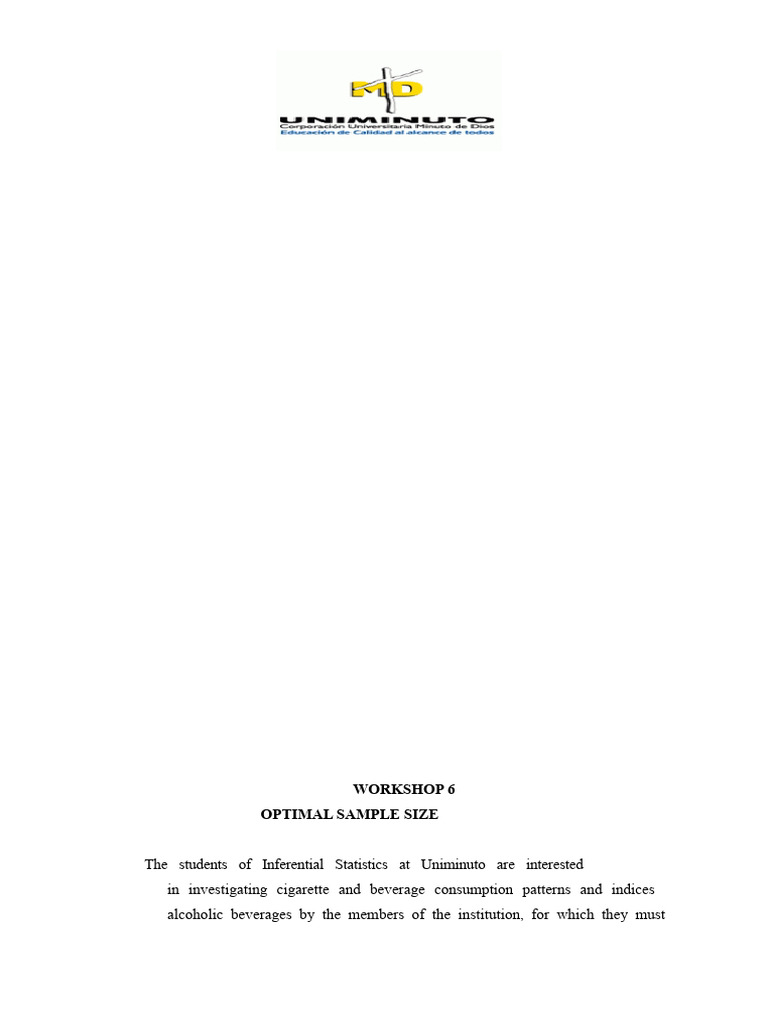 WORKSHOP 6 | PDF | Sample Size Determination | Standard Deviation