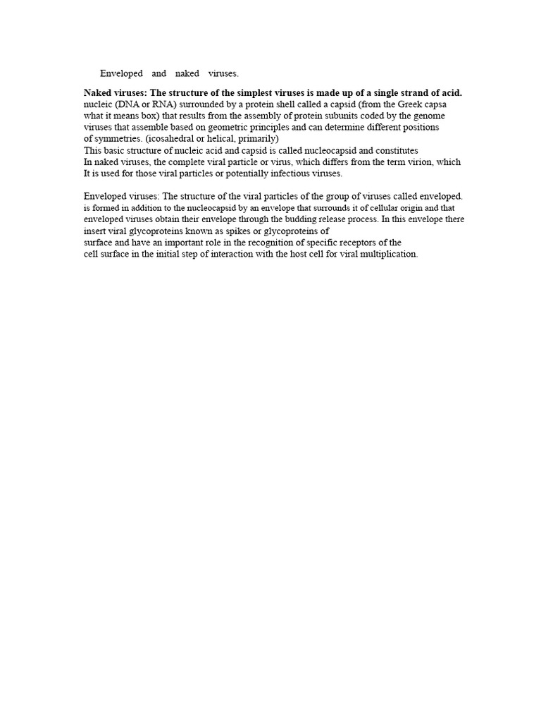 Naked and Enveloped Viruses | PDF