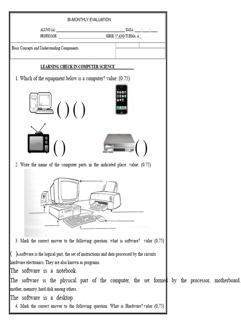 5th Grade Exam 2013 - Bimonthly | PDF | Computer Hardware | Office ...