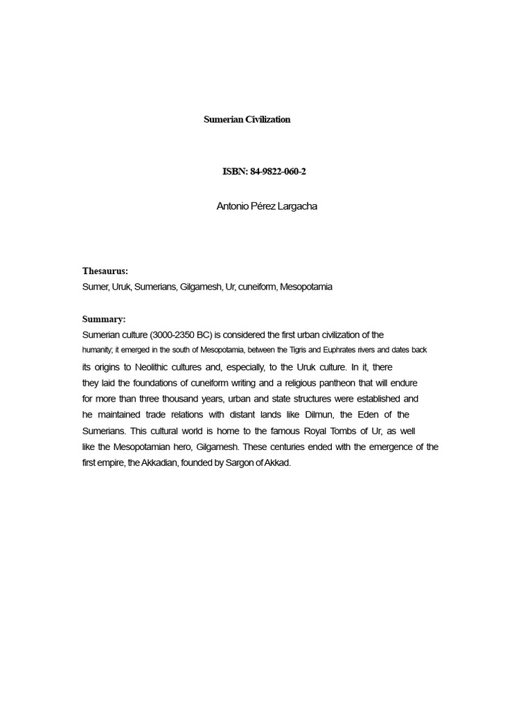 Overview of Sumerian Civilization | PDF | Sumer | Mesopotamia
