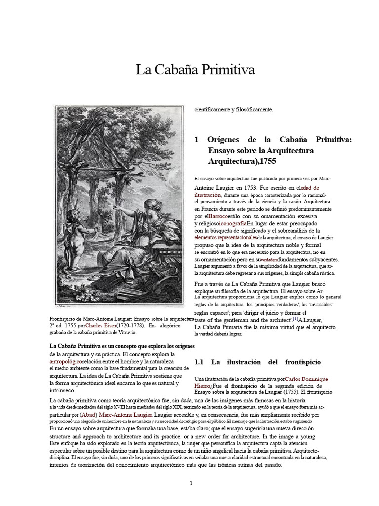 Orígenes de la Cabaña Primitiva en Arquitectura | PDF