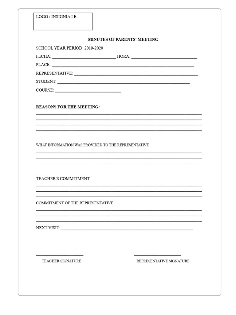 Parents' Meeting Minutes 2019-2020 | PDF