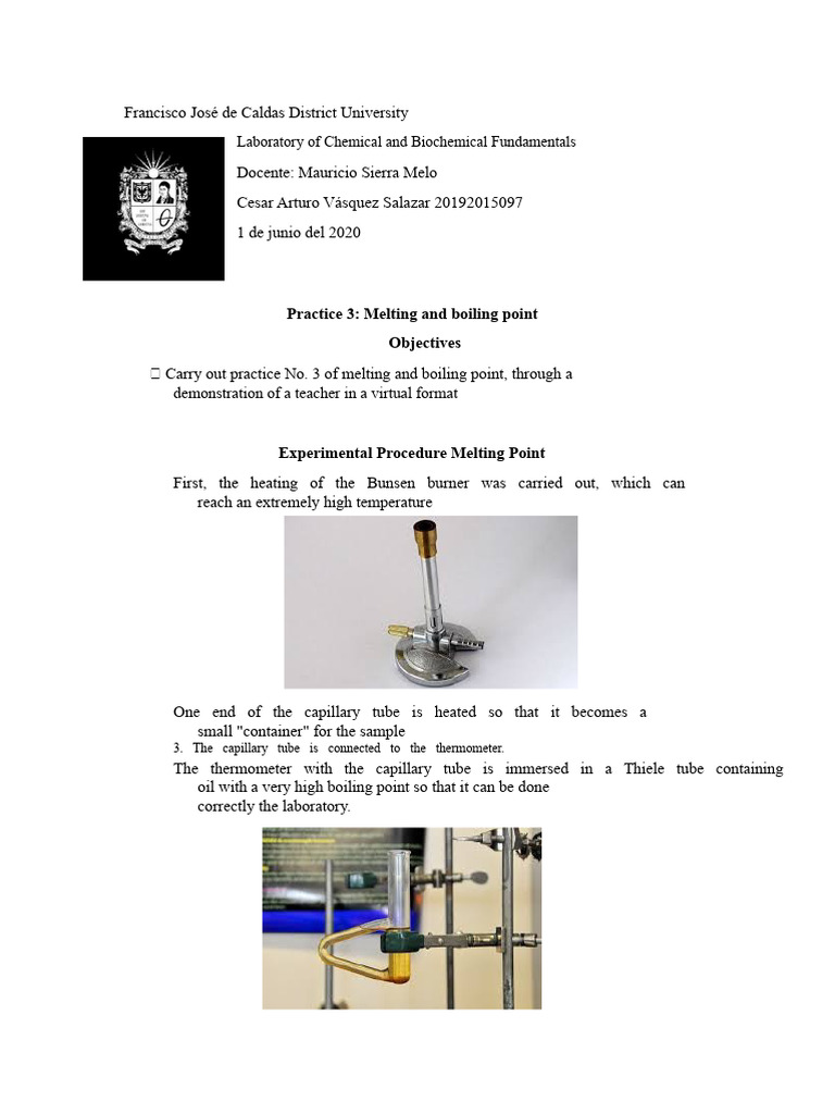 Melting and Boiling Point Experiment | PDF | Melting Point | Boiling