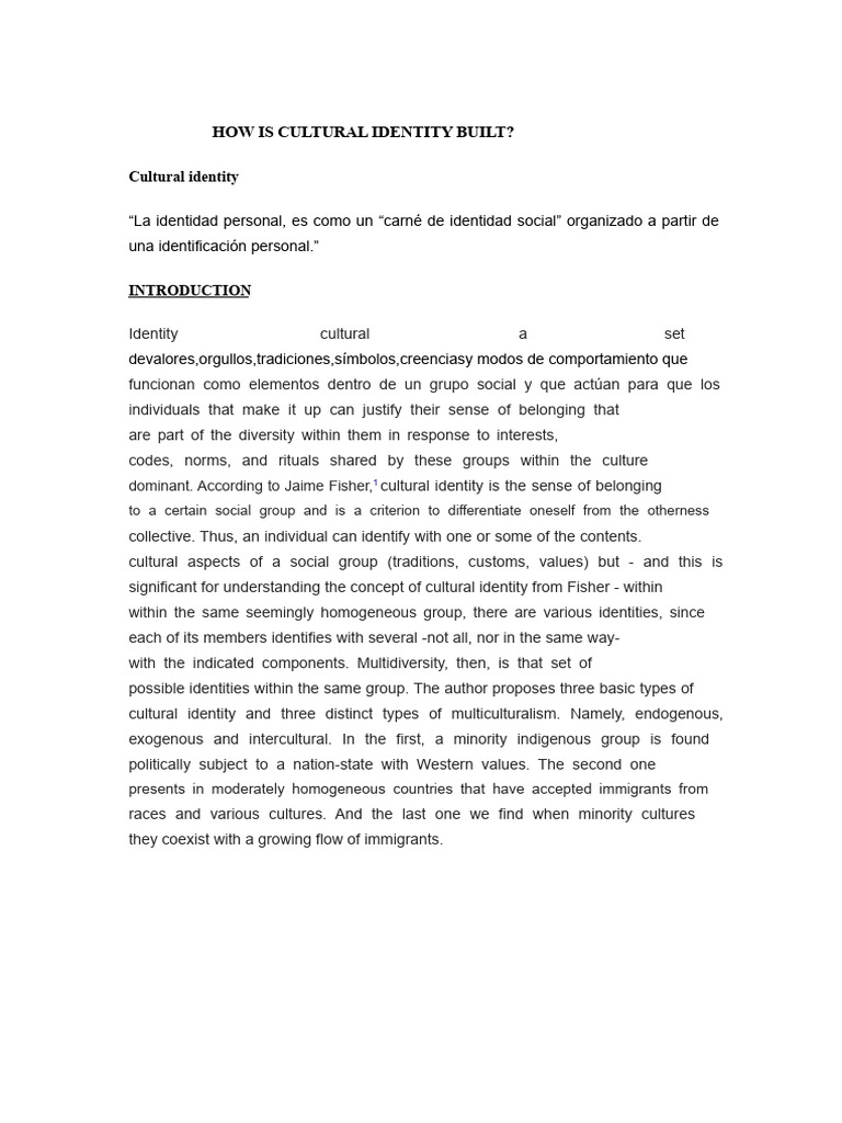 Building Cultural Identity Explained | PDF | Identity (Social Science ...