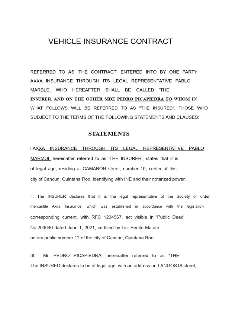 Commercial Insurance Contract. | PDF | Insurance | Civil Law (Legal System)