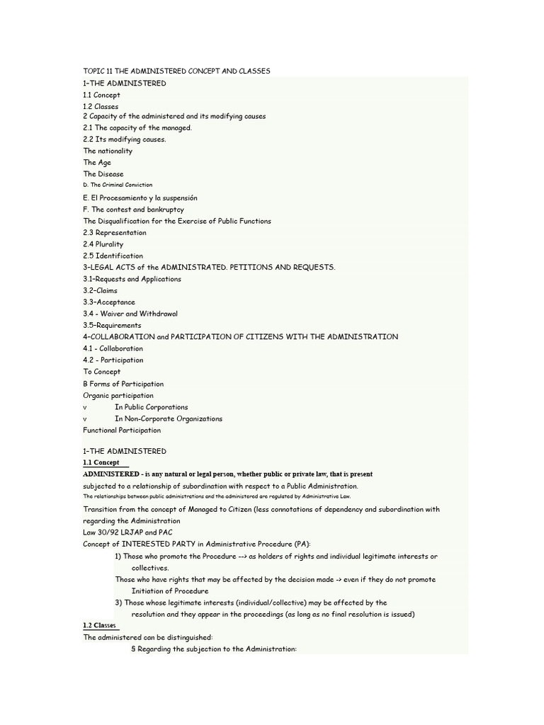 Topic 11 The Administered Concept and Classes | PDF | Complaint ...
