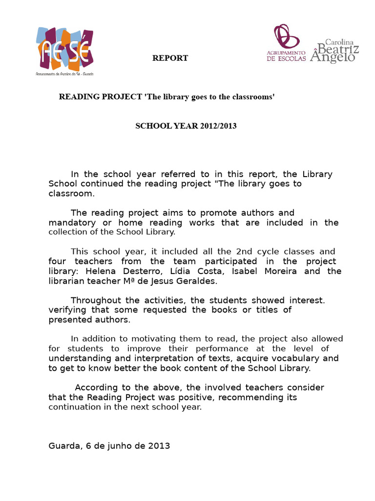 Library Reading Project Report 2013 | PDF
