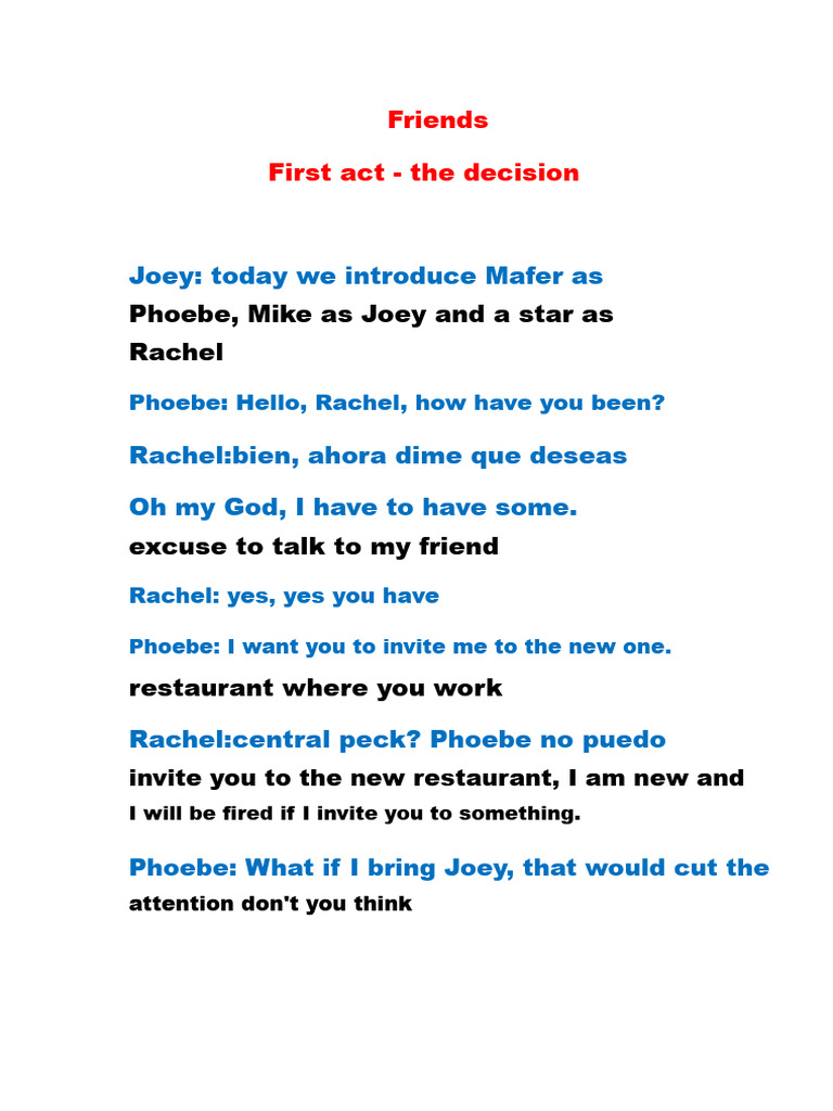 Friends Dinner Disaster Script | PDF | Friends