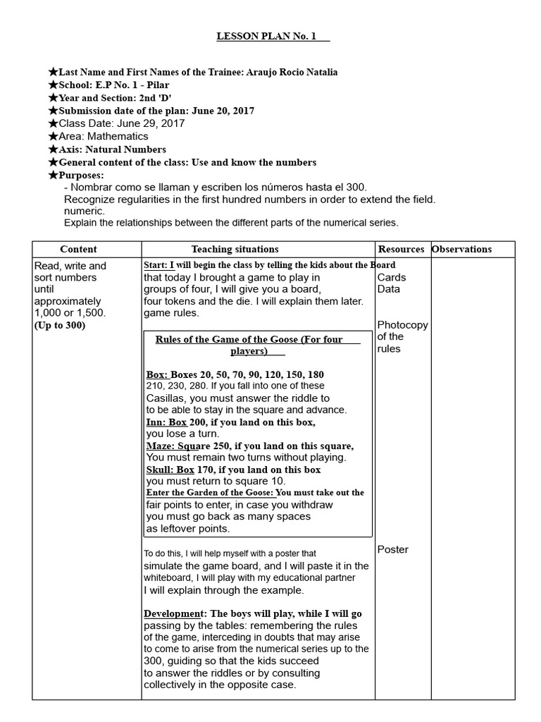 2nd Grade Math Lesson Plan: Numbers | PDF