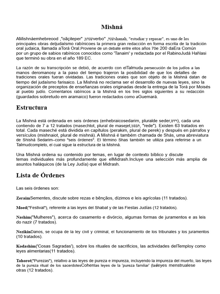 Mishná | PDF | Ley judía y rituales | Creencia y doctrina judía