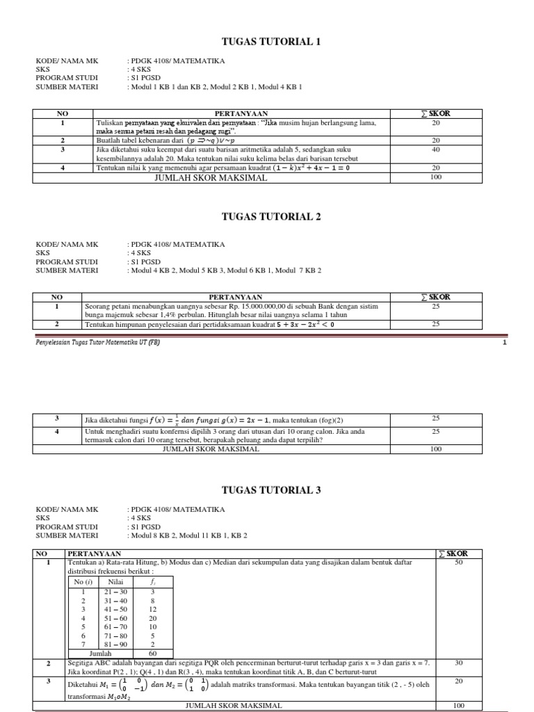 Tugas Tutorial Matematika Oleh Faigiziduhu Bu Ulolo