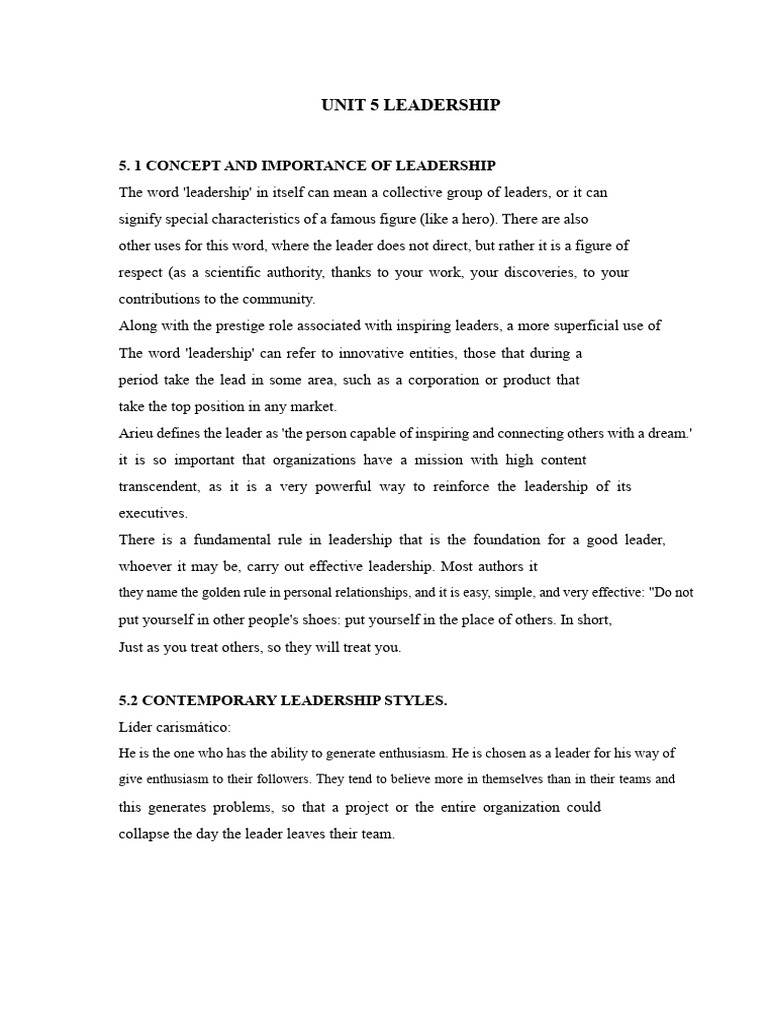 UNIT 5 LEADERSHIP | PDF | Leadership | Social Psychology
