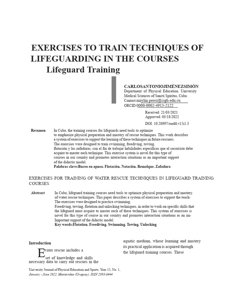 Lifeguard Water Rescue Training Exercises | PDF | Buoyancy | Swimming
