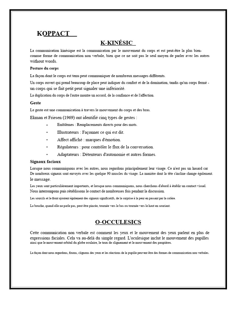 Communication non verbale : types et impacts | PDF | Somesthésie ...