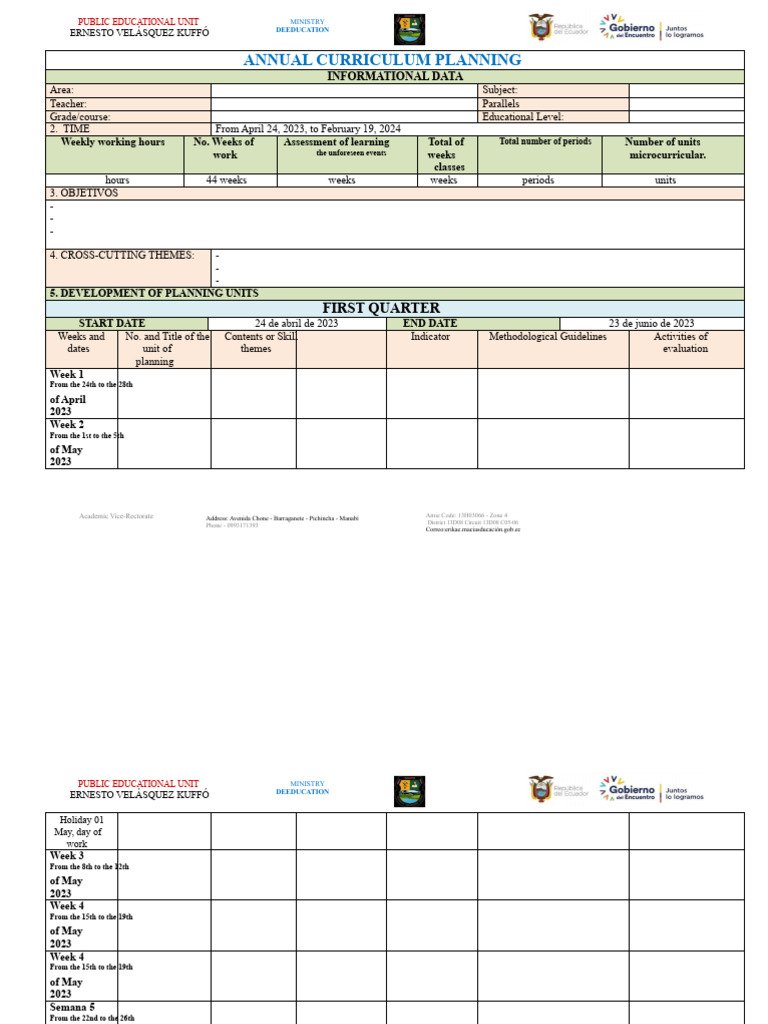 Annual Curriculum Planning 2023-2024 | PDF | Military Operations