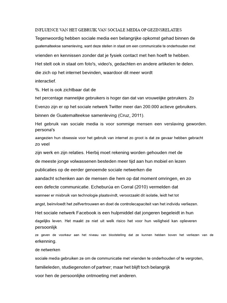Invloed Van Het Gebruik Van Sociale Media Op Familiale Relaties | PDF