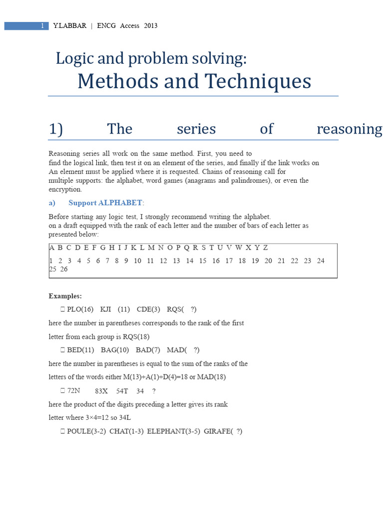 Logic and Problem Solving Techniques | PDF | Mathematics | Arithmetic