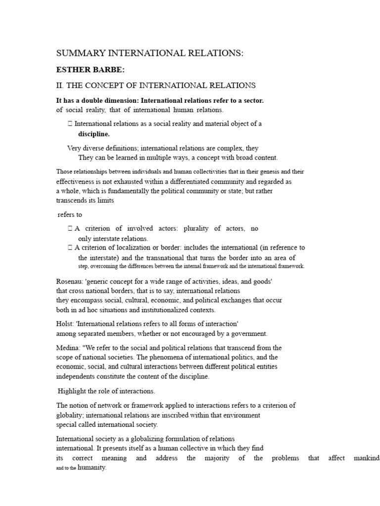 Understanding International Relations Concepts | PDF | International ...