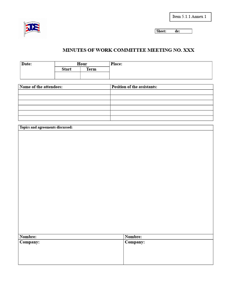 5.1.1 - Minutes of The Work and Coordination Committee Meetings Annex 1 ...