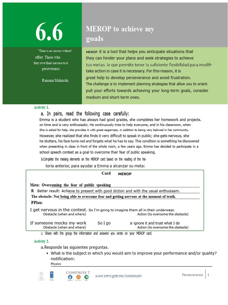 6.6 E MEROP To Achieve My Goals | PDF | Human Communication ...