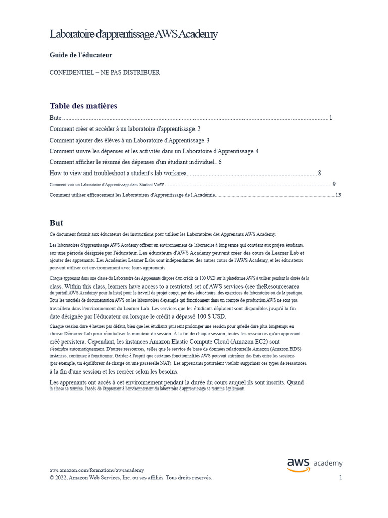 Guide éducateur pour AWS Academy Labs | PDF | Amazon Web Services ...