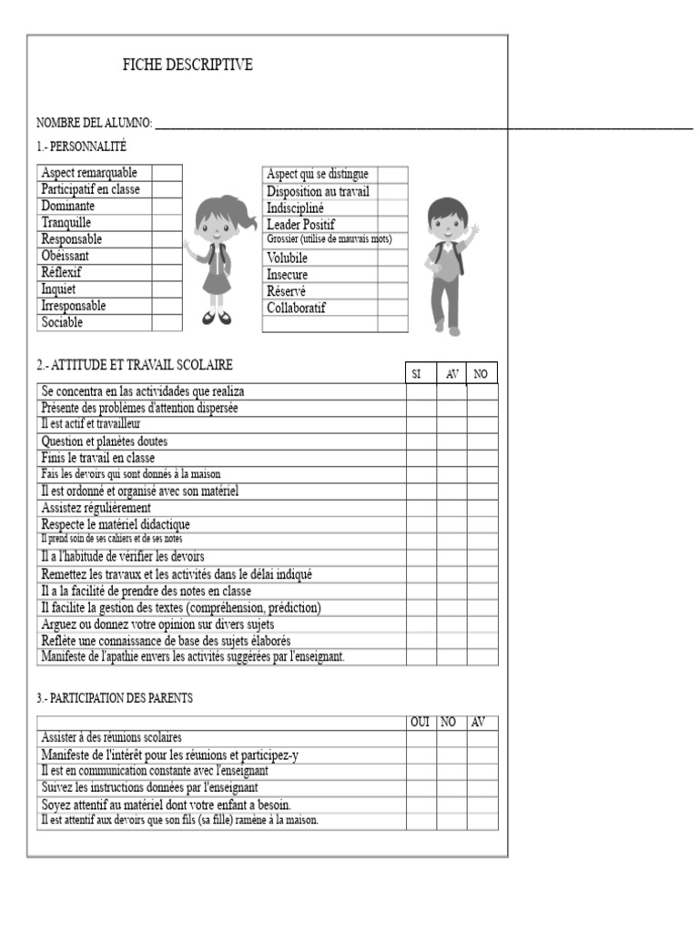 Évaluation du Comportement Scolaire Élève | PDF