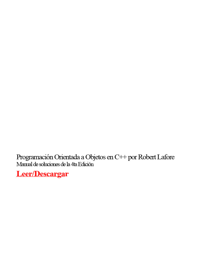 Manual de Soluciones OOP en C++ Lafore | PDF | Programación de ...