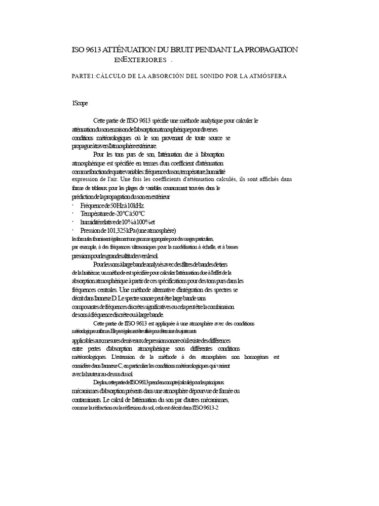 Atténuation du bruit en extérieur selon ISO 9613 | PDF | Son | Atténuation
