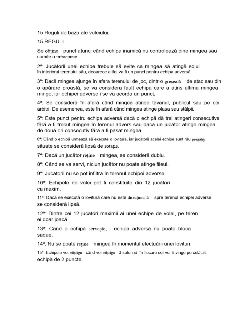 15 Reguli de Bază Ale Voleiului | PDF