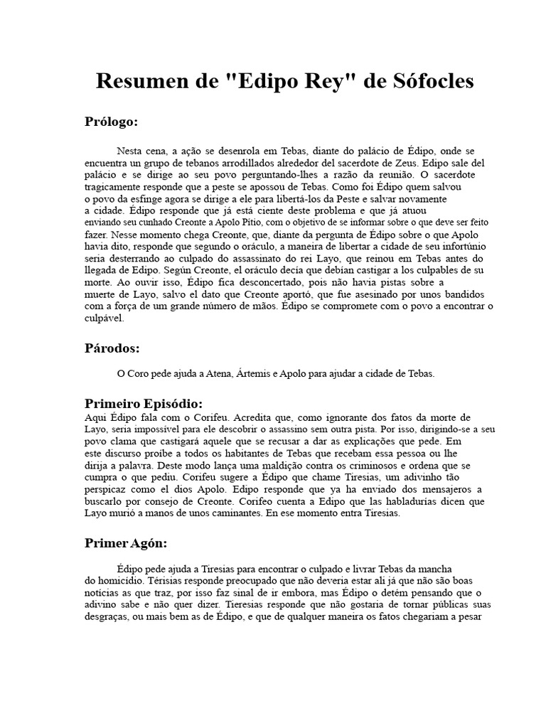 Resumo de Édipo Rei | PDF | Édipo