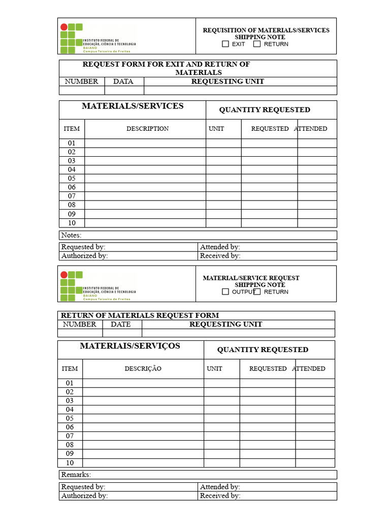 Material Request Form PDF | PDF