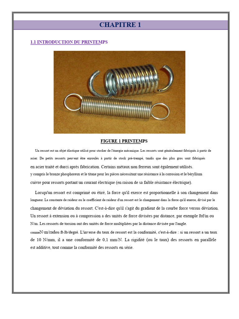 Types et principes des ressorts élastiques | PDF | Élasticité (Physique ...