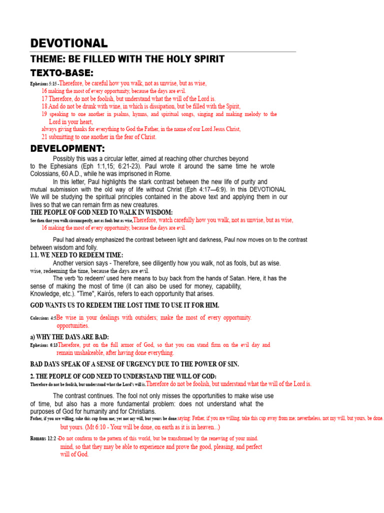 Filled with the Holy Spirit Devotional | PDF | God The Father | God In ...