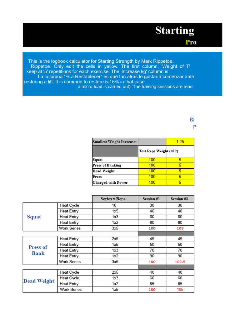 Starting Strength Logbook Calculator | PDF | Physical Fitness | Weight