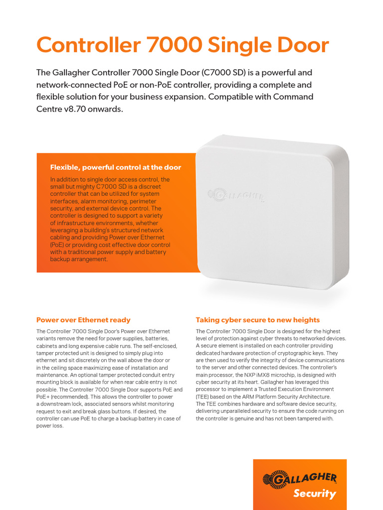 Gallagher C7000 Single Door Controller | PDF | Access Control ...