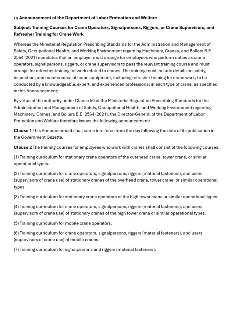 Department Labor Protection and Welfare | PDF | Crane (Machine) | Elevator