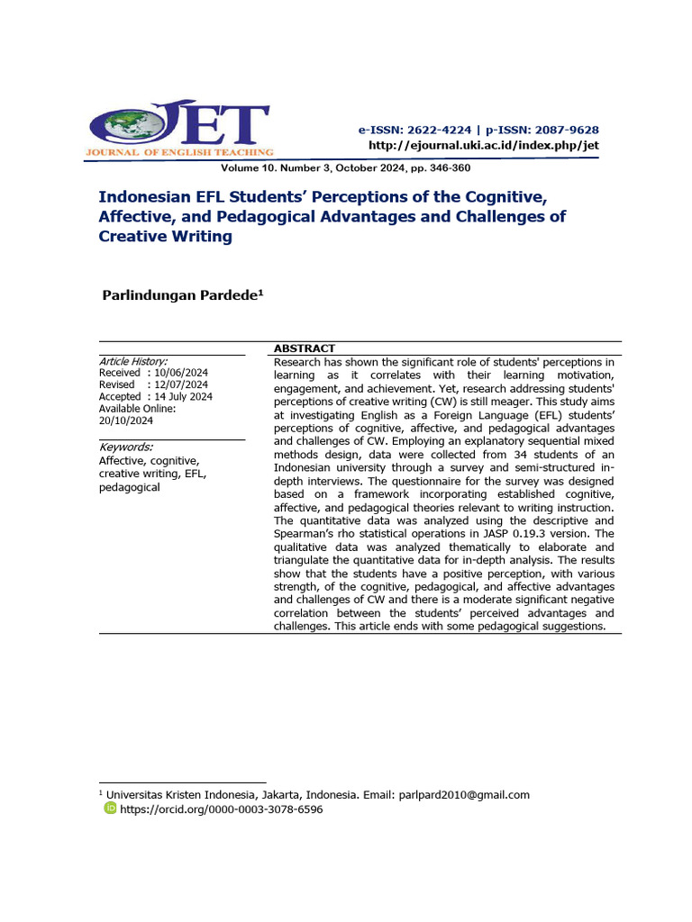 EFL Students' Views on Creative Writing | PDF | Constructivism ...