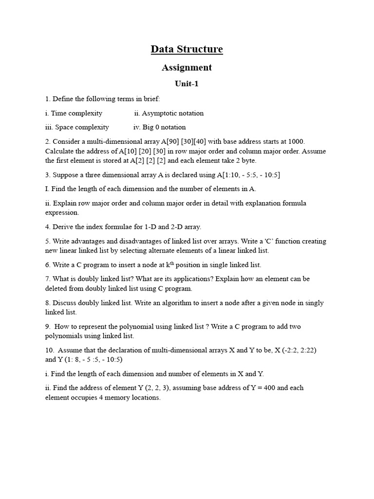 Data Structure Assignment-1 and 2 | PDF | Queue (Abstract Data Type ...