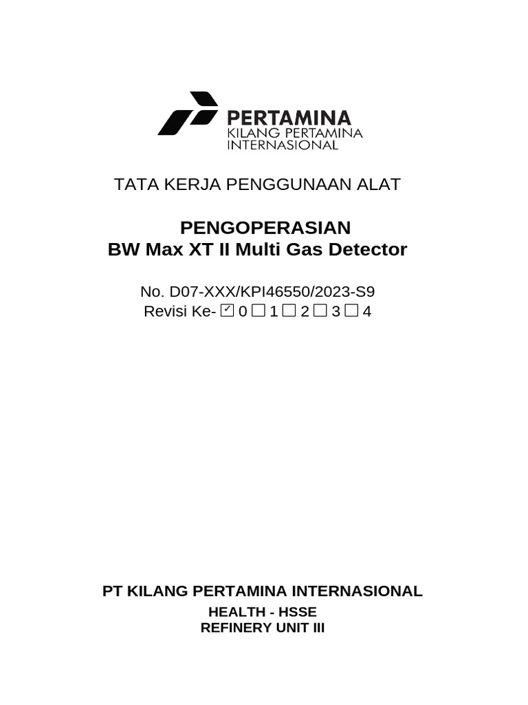 Panduan Operasional BW Max XT II Gas Detector | PDF