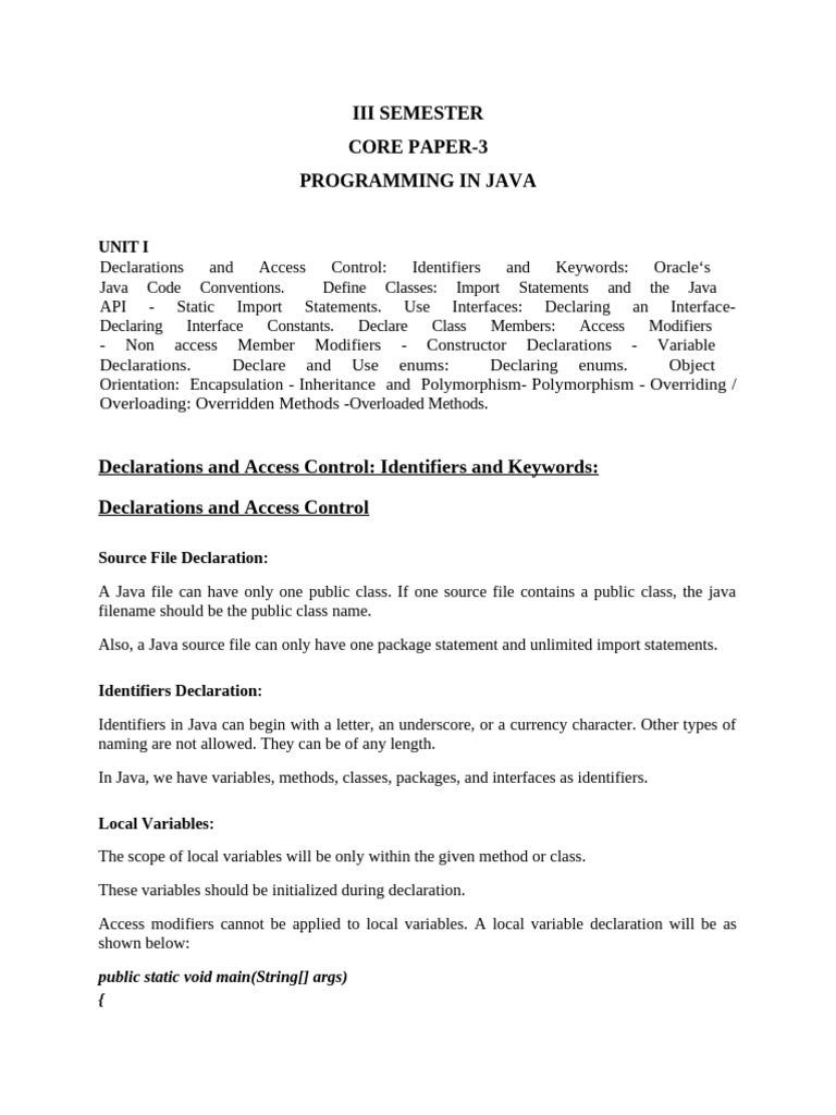 Java Programming: Access Control & OOP | PDF | Data Type | Class ...