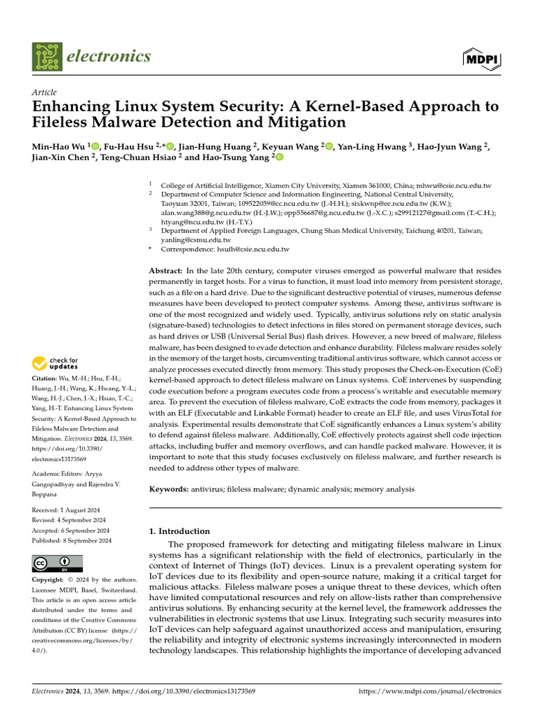 Linux Kernel Security: Fileless Malware Defense | PDF | Malware ...