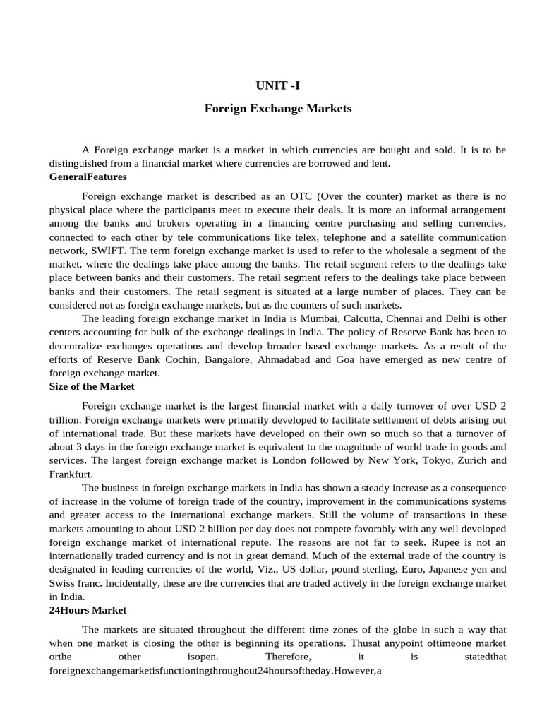 Overview of Foreign Exchange Markets | PDF | Exchange Rate | Foreign ...