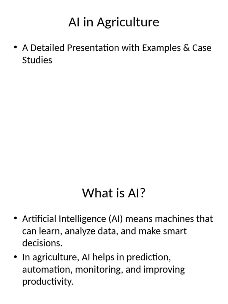 AI Transforming Agriculture: Case Studies | PDF | Agriculture ...